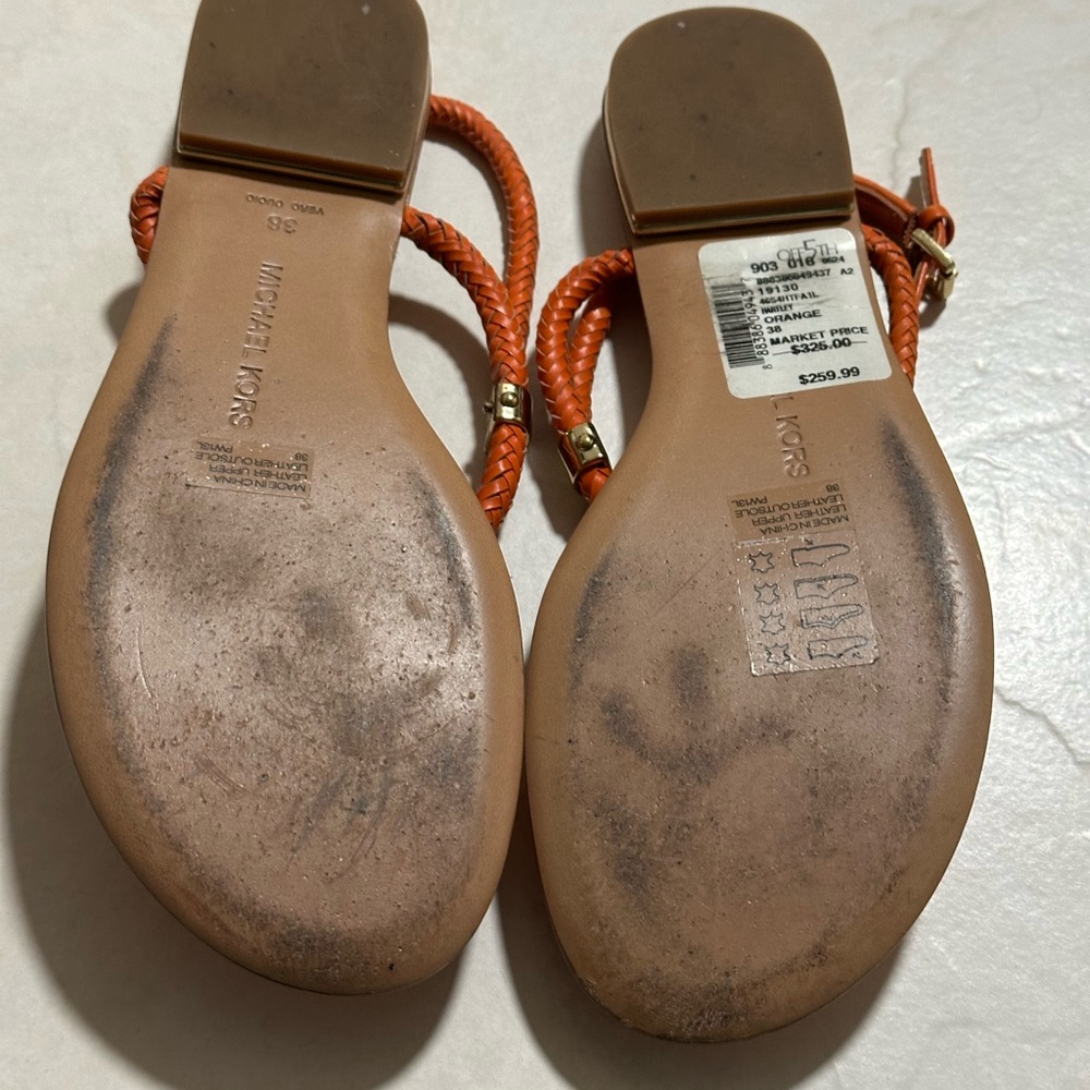 MICHAEL KORS Hartley Scorpius Thong Sandals Gold Size 8 med  MSRP $259 - Picture 10 of 12